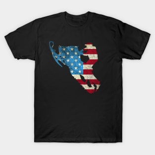 American Flag Snowmobile Winter Snowmobiling T-Shirt